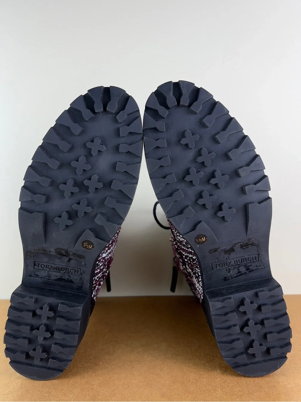 NEW TORY BURCH TWEED COMBAT BOOTS